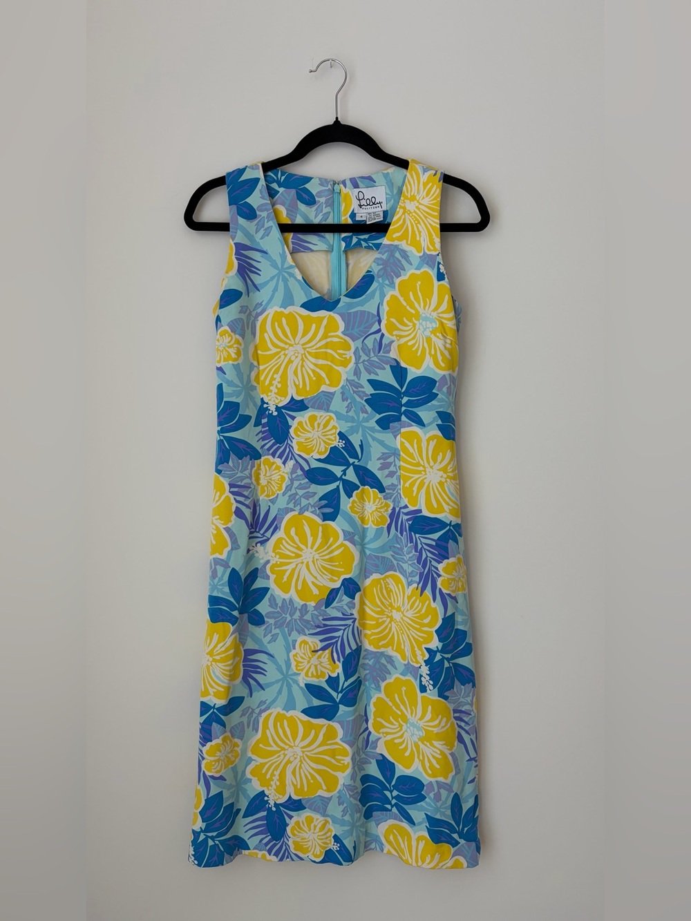 Lilly Pulitzer At Poppy Lena silk dress Yellow & Blue Floral V-Neck Midi Dress